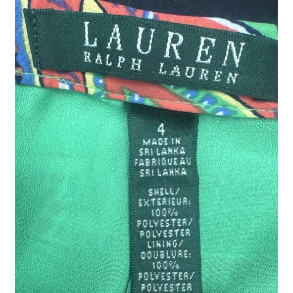 Lauren Ralph Lauren Womens Green Colorful Paisley Lined Wide Leg Pants Sz 4 - Picture 7 of 12